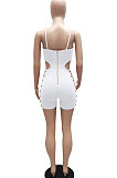 Black Women Sleeveless Condole Belt Backless Chain Hip Bodycon Sexy Romper Shorts WMZ0126-2