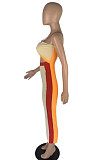 Apricot Red Euramerican Women Condole Belt Hollow Out Spliced Hip Sexy Long Dress AB6658