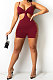 Wine Red Women Sleeveless Condole Belt Backless Chain Hip Bodycon Sexy Romper Shorts WMZ0126-3