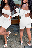 Orange Night Club Off Shoulder Single Sleeve Condole Belt Backless Hollow Out Slim Fitting Romper Shorts DR88119-2