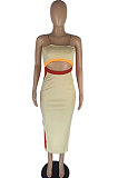 Apricot Red Euramerican Women Condole Belt Hollow Out Spliced Hip Sexy Long Dress AB6658