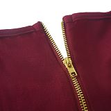 Wine Red Women Sleeveless Condole Belt Backless Chain Hip Bodycon Sexy Romper Shorts WMZ0126-3