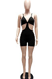 White Women Sleeveless Condole Belt Backless Chain Hip Bodycon Sexy Romper Shorts WMZ0126-1