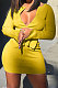 Yellow Women Sexy Pure Color Double Zippers Elastic Long Sleeve Casual Skirts Sets AB6656-2