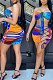 Light Blue Sexy Positioning Printing Strapless Bandage Hollow Out Hip Mini Skirts Sets HG132-5