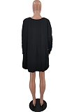 Black New Wholesal Long Sleeve Round Collar Crop Batwing Top Shorts Casual Sets HXY8066-2