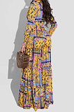 Light Blue Chiffon Printing Long Sleeve Bandage Irregular Loose Pants Casual Two-Pieces  KZ2125-3