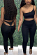 Black Cotton Blend Pure Color Back Hollow Out Low Waist Bodycon Pants DN8627-1