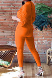 Red Women Ribber Sexy Drawsting Ruffle Pure Color Bodycon Jumpsuits ATE65007-2