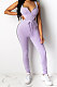 Purple Women Sleeveless Bodysuit Zipper Tank Pants Sets QQM4300-2