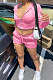Pink Autumn And Winter Long Sleeve Hoodie Zippet Dew Waist Coat Shorts Sports Sets DN8628-3