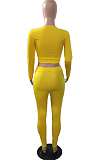 Red Wholesal Long Sleeve Low-Cut Cross Hollow Out Bodycon Pants Solid Color Two-Piece NRS8078-2
