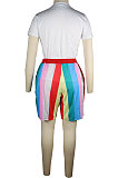 Black Euramerican Women Lips Strap Printing Sport Shorts Sets QQM4317-2