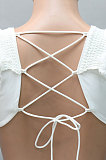 Black Mesh Spaghetti Lace Sexy V Neck Dew Waist Back Bandage Long Sleeve Mini Dress YF9187-2