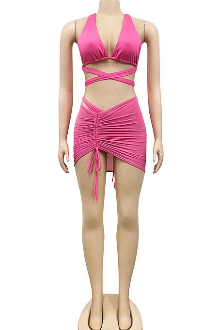 White Euramerican Fashion Sexy Bikini Milk Silk Mesh Spaghetti Solid Color Condole Belt Three Pieces Swimsuits XZ5141-1