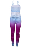 Blue Purple Gradient Summer Sexy Condole Belt Slim Fitting Ruffle Bodycon Jumpsuits MD308-2