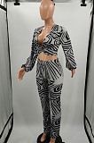 Red Wholesal New Printing Long Sleeve Deep V Collar Strapless High Waist Shift Pants Sets LJJ6075-2