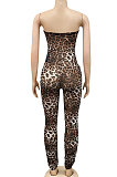 Black Women Strapless Sexy Tight Perspectivity Mesh Spaghetti Printing A Word Shoulder Bodycon Jumpsuits NO Waistband XZ5185-3