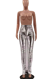 Black Fashion Women Elastic High Waist Tight Ruffle Slit Pants LSZ91185-1