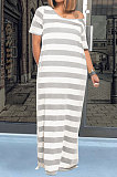 Light Gray Cotton Euramerican Women Strap Printing Hoodie Long Dress QQM4316