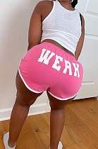 Pink Summer Prue Color Letter Printing Sports Casual Shorts LSZ91180-3