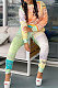 Orange Women Fashion Paisley Printing Pullover Loose Casual Pants Sets WSY5896