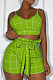 Green Euramerican Plaid Printing Condole Belt Crop Strapless High Waist Shorts Two-Piece HHM6192-4