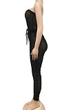 Red Strapless Sexy Pure Color Bandage Back Zipper Perspectivity Ruffle Bodycon Jumpsuits XZ5183-2