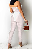 Black Strapless Sexy Pure Color Bandage Back Zipper Perspectivity Ruffle Bodycon Jumpsuits XZ5183-1