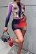 Colorflu New Personality Printing Long Sleeve Round Collar T-Shirt Bodycon Hip Skirts Sets JG058 