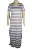 Light Gray Cotton Euramerican Women Strap Printing Hoodie Long Dress QQM4316