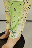 Orange Women Fashion Paisley Printing Pullover Loose Casual Pants Sets WSY5896