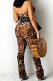 Black Women Strapless Sexy Tight Perspectivity Mesh Spaghetti Printing A Word Shoulder Bodycon Jumpsuits NO Waistband XZ5185-3