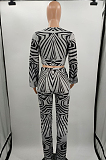 Red Wholesal New Printing Long Sleeve Deep V Collar Strapless High Waist Shift Pants Sets LJJ6075-2