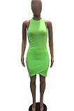 Light Green Fashion Club Sleeveless Solid Color Sexy Mini Dress YSH96241