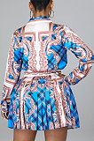 Green Euramerican Long Sleeve Shirt Ruffle Skirts Sets YF9196-3