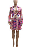 Green Euramerican Long Sleeve Shirt Ruffle Skirts Sets YF9196-3