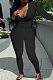 Black Sexy Women Long Sleeve Low-Cut Bodycon Pants Solid Color Strach Two-Piece YYF8238-2