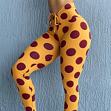 Yellow Women High Waist Bandage Polka Dot Fashion Sexy Pants SMY8050
