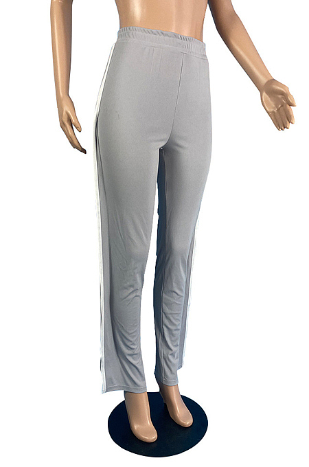 Red High Waist Elasticband Pure Color Edge Strip Sport Casual Pants TC088-1