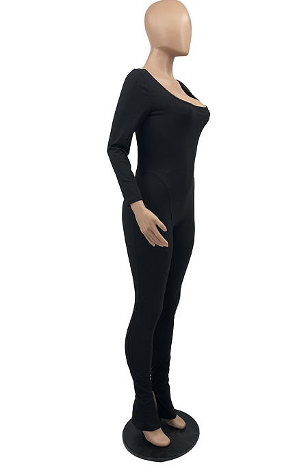 Red New Wholesal Long Sleeve Stand Neck Backless Lace-Up High Elastic Slim Fiitting Yoga Sport Jumpsuits YYF8239-2