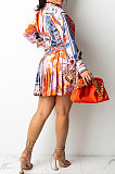 Red Euramerican Long Sleeve Shirt Ruffle Skirts Sets YF9196-2