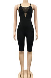 Black Euramerican Fashion Sexy Condole Belt V Neck Hollow Out Pure Color Women Romper Shorts XZ5221-1