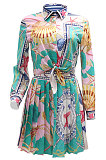Red Euramerican Long Sleeve Shirt Ruffle Skirts Sets YF9196-2