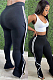 Black High Waist Elasticband Pure Color Edge Strip Sport Casual Pants TC088-3