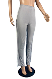 Black High Waist Elasticband Pure Color Edge Strip Sport Casual Pants TC088-3