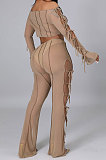Black Euramerican Long Sleeve Off Shoulder Straplee Sexy Tight Pure Color Milk Silk Pants Sets YF9204-1