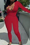 Khaki Sexy Women Long Sleeve Low-Cut Bodycon Pants Solid Color Strach Two-Piece YYF8238-1