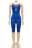 Black Euramerican Fashion Sexy Condole Belt V Neck Hollow Out Pure Color Women Romper Shorts XZ5221-1