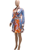 Green Euramerican Long Sleeve Shirt Ruffle Skirts Sets YF9196-3